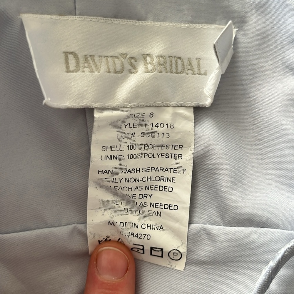 David's Bridal Light Gray Floral Prom Dress - Picture 2 of 8